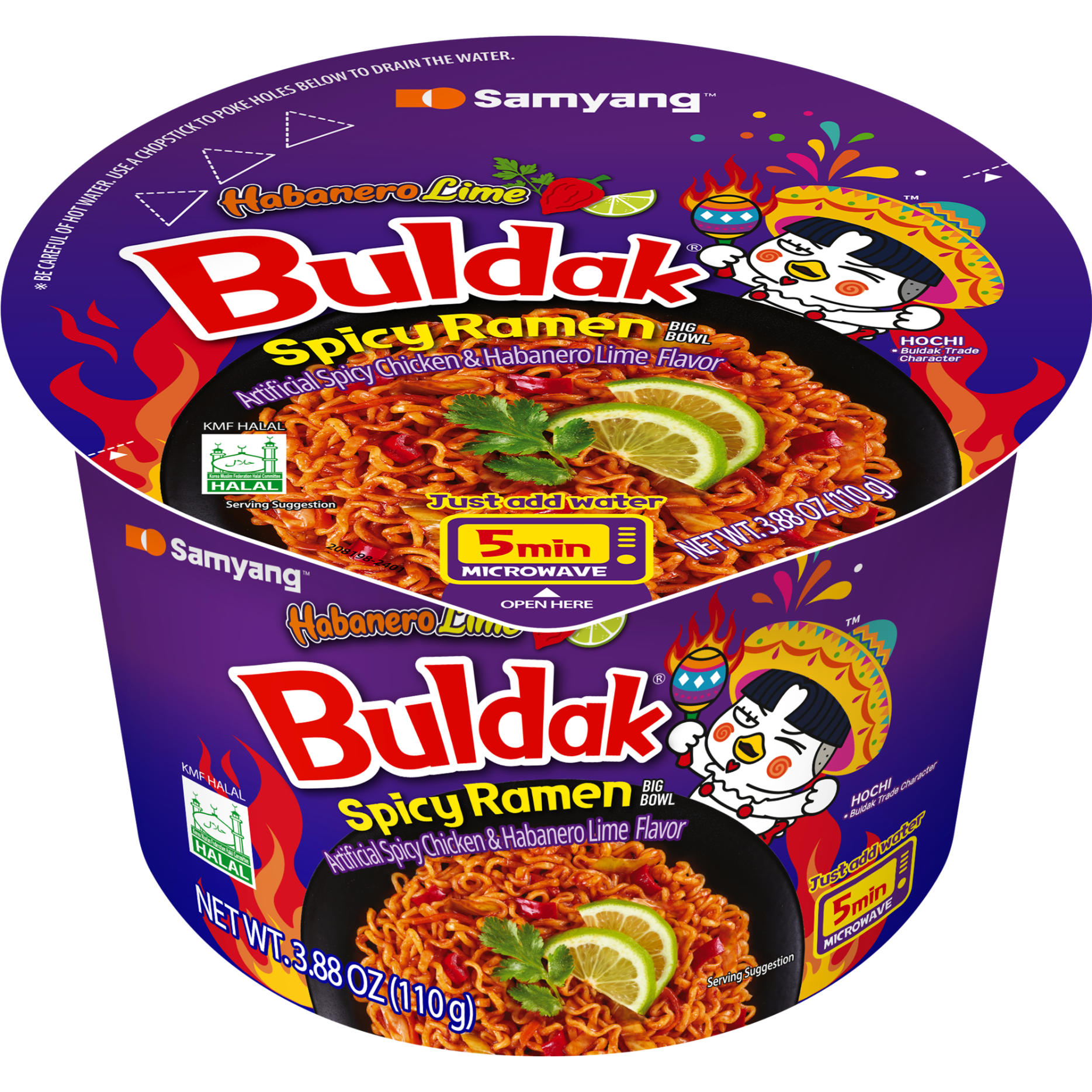 Buldak Ramen Habanero Lime Big Bowl 3.88 OZ (110g)